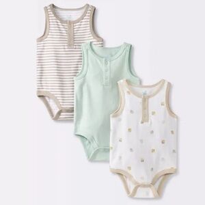 Cloud Island Baby Sleeveless Henley Bodysuits 3 Pack 12-18 Months